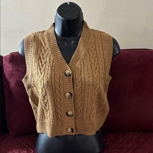 Masters Brown Cable Knit V-Neck Sweater Vest